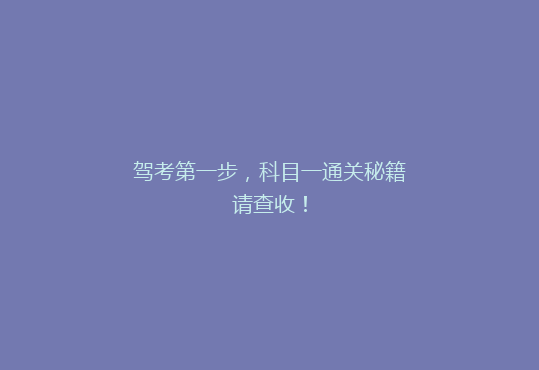 驾考第一步，科目一通关秘籍请查收！